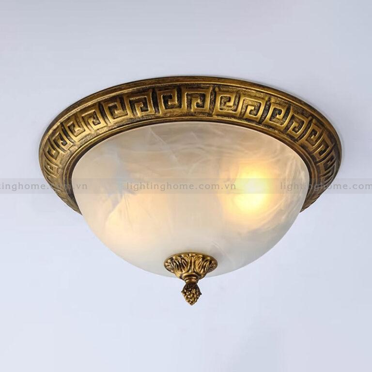 đèn óp trần đồng OD-701 Đèn Ốp Trần Đồng Chao Đá Cổ Điển OD-701 - Ảnh 1