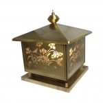 Đèn Trụ Cổng Đồng Mặt Kính Họa Tiết Bông Hoa TD-05