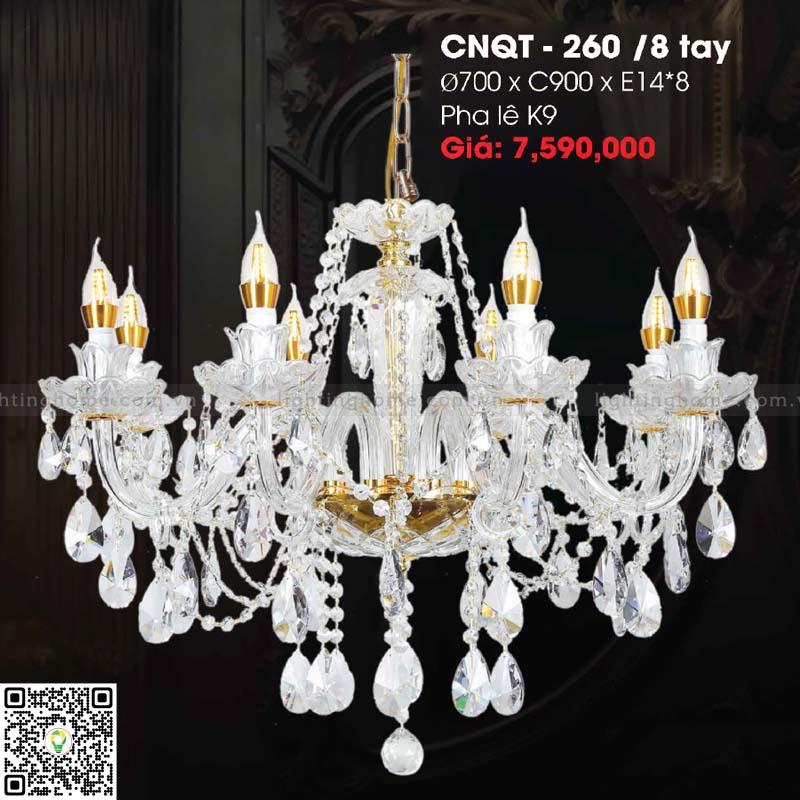 Đèn chùm pha lê Lightinghome CNQT-260-8 Tay Đèn chùm pha lê Lightinghome CNQT-260-8 Tay