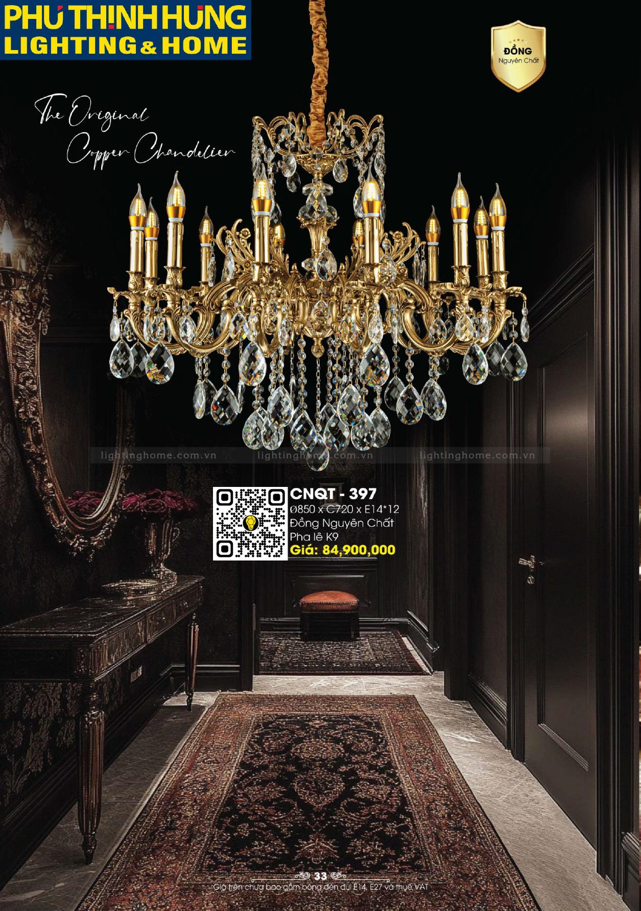 Đèn Chùm Đồng LightingHome CNQT-397 Đèn Chùm Đồng LightingHome CNQT-397